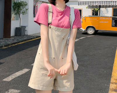 Salopeta de dama scurta din denim cu buzunare