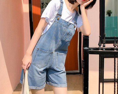 Salopeta de dama scurta din denim cu buzunare