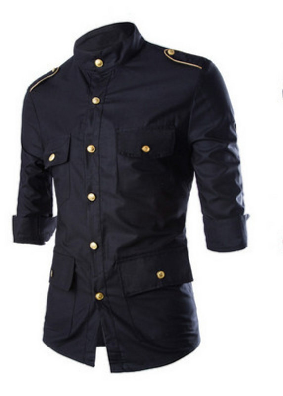 Camasa barbati model uni cu nasturi si buzunare