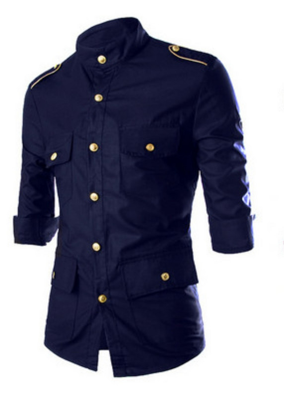 Camasa barbati model uni cu nasturi si buzunare