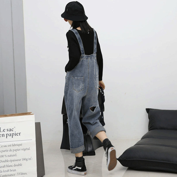 Γυναικείες ολόσωμες φόρμες τζιν με σκισμένα μοτίβα και τσέπες