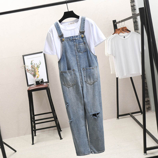 Γυναικείες ολόσωμες φόρμες τζιν με σκισμένα μοτίβα και τσέπες