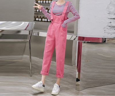 Salopetă elegantă de damă cu bretele model simplu și legături în talie