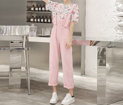 Salopetă elegantă de damă cu bretele model simplu și legături în talie