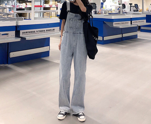 Γυναικείες  ολόσωμες φόρμες τζιν με τσέπη σε πλε χρώμα