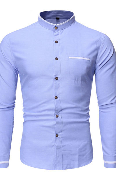 Camasa barbati model uni cu nasturi si guler oval