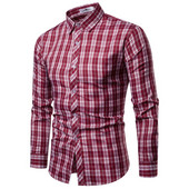 Muška karirana košulja s dugim rukavima