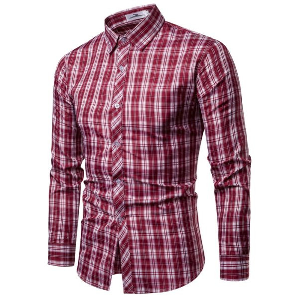 Muška karirana košulja s dugim rukavima