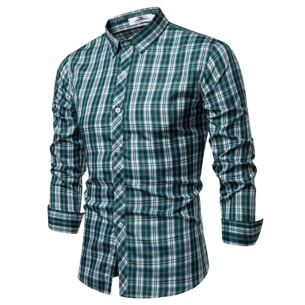 Muška karirana košulja s dugim rukavima