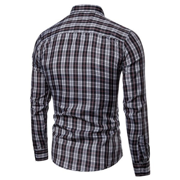 Muška karirana košulja s dugim rukavima