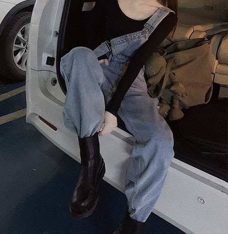 Salopetă casual cu buzunare și motive rupte