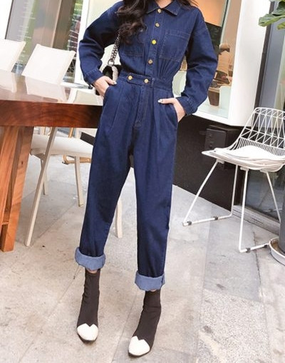 Salopetă lungă din denim de damă