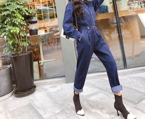 Salopetă lungă din denim de damă