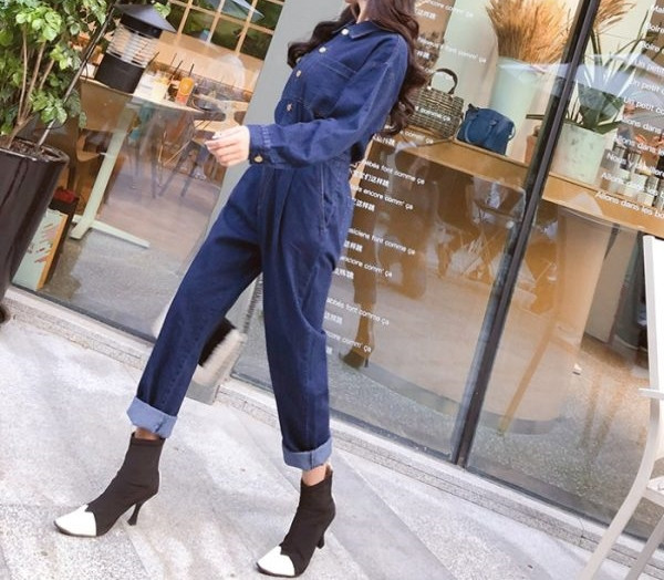 Salopetă lungă din denim de damă