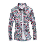 Cămașă modernă pentru bărbați cu model floral și guler clasic