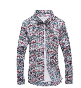 Cămașă modernă pentru bărbați cu model floral și guler clasic