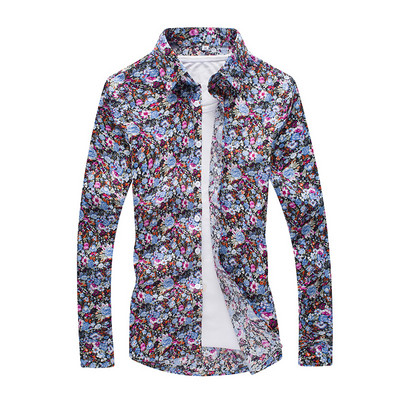 Cămașă modernă pentru bărbați cu model floral și guler clasic