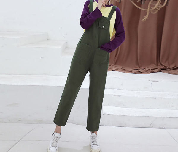 Set salopeta de dama si o bluza cu maneci lungi