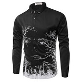 Cămașă pentru bărbați cu model și model cu mâneci lungi