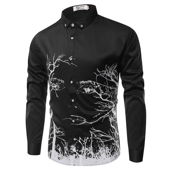 Cămașă pentru bărbați cu model și model cu mâneci lungi