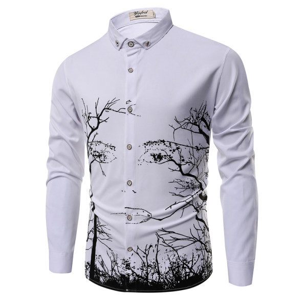 Cămașă pentru bărbați cu model și model cu mâneci lungi