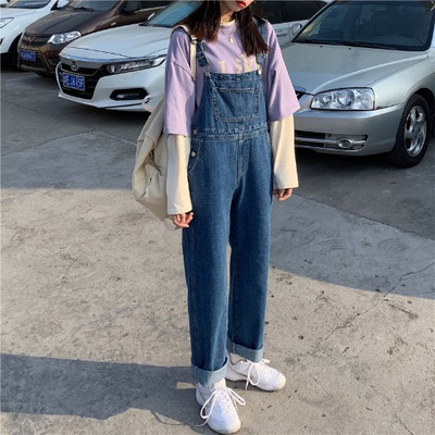 Γυναικείες ολόσωμες φόρμες τζιν με μπλε και με τιραντάκια