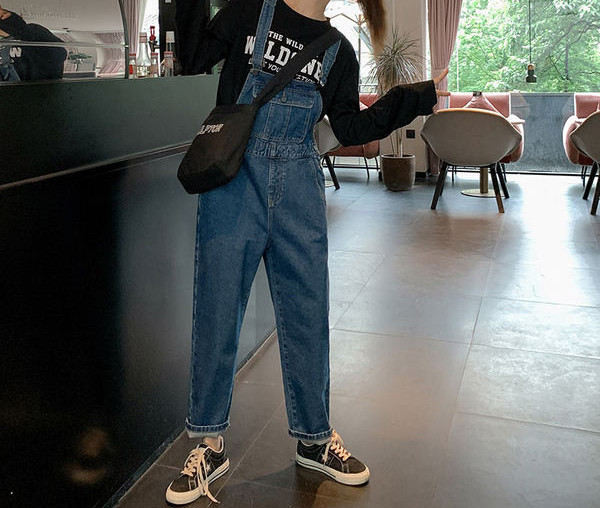 Salopetă casual de damă din denim albastru