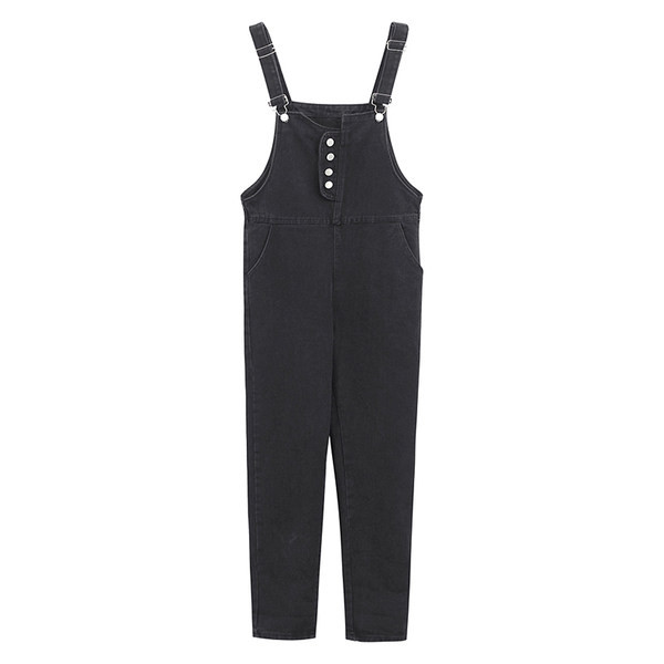 Salopeta de dama din denim cu nasturi