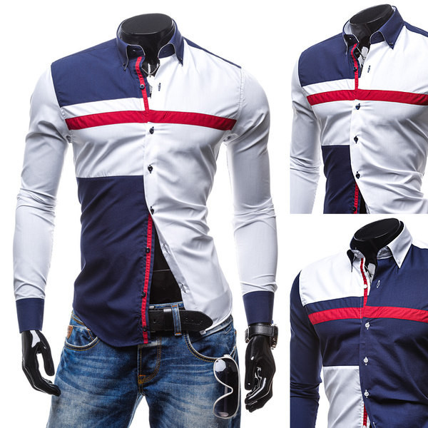 Cămașă casual pentru bărbați cu guler și nasturi clasici