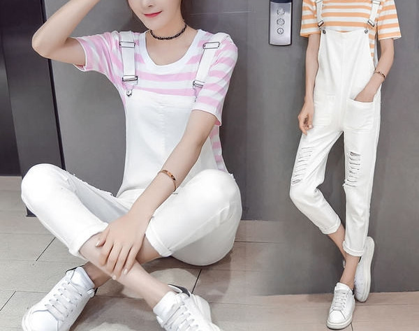 Salopeta de dama cu model rupt si bretele