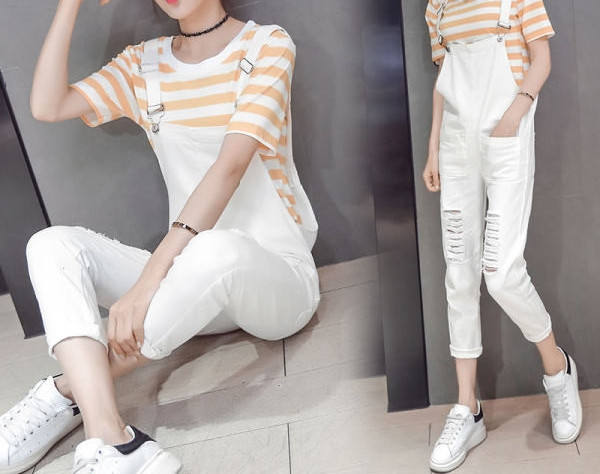 Salopeta de dama cu model rupt si bretele