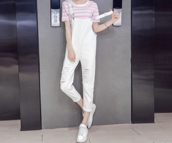 Salopeta de dama cu model rupt si bretele