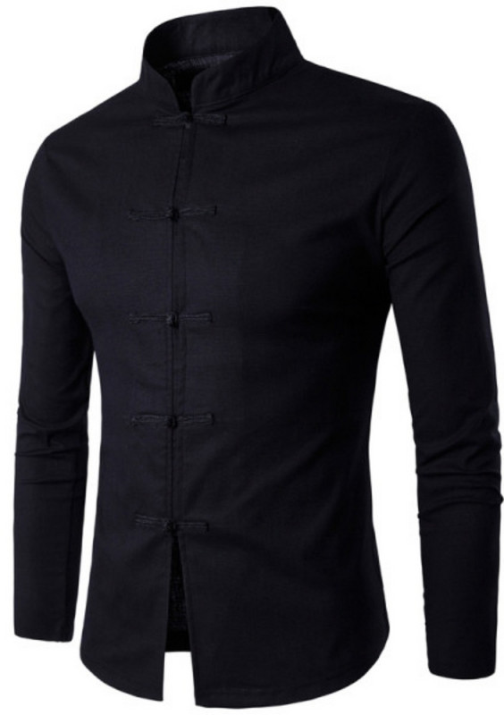 Cămașă bărbătească model uni cu nasturi și mâneci lungi