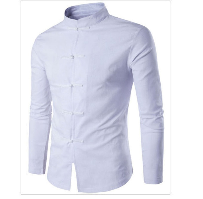 Cămașă bărbătească model uni cu nasturi și mâneci lungi