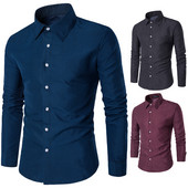 Ανδρικό casual πουκάμισο απλό μοντέλο με μακριά μανίκια