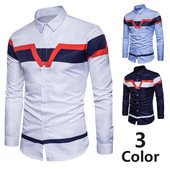 Cămașă casual pentru bărbați cu mâneci lungi și guler clasic