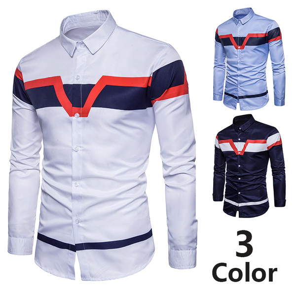 Cămașă casual pentru bărbați cu mâneci lungi și guler clasic