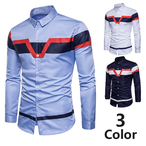 Cămașă casual pentru bărbați cu mâneci lungi și guler clasic