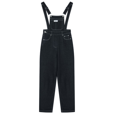 Μοντέρνα γυναικεία ολόσωμη φόρμα με τιραντάκια με τσέπες και κουμπιά - φαρδύ μοντέλο