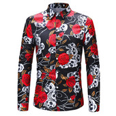 Cămașă casual pentru bărbați cu model și mâneci lungi