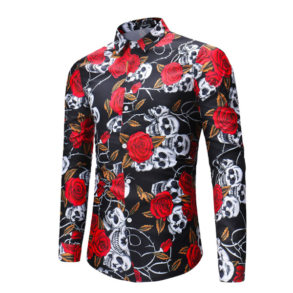 Cămașă casual pentru bărbați cu model și mâneci lungi