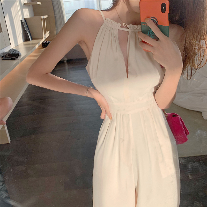 Salopetă lungă de damă în alb