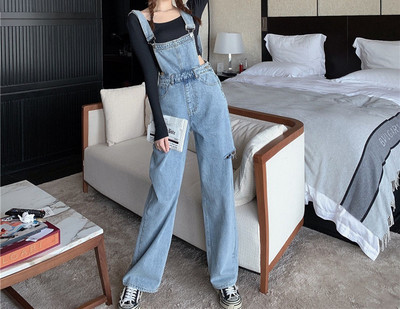 Salopeta de dama cu buzunar albastru