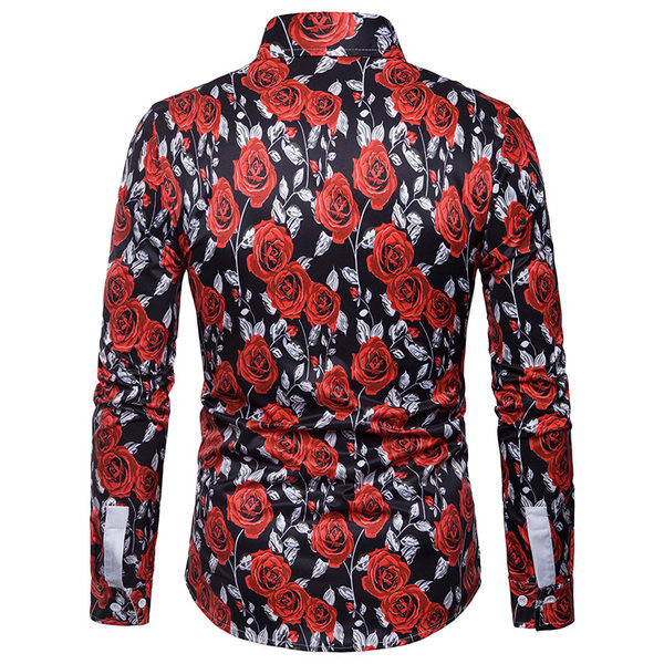 Cămașă casual pentru bărbați cu model și guler clasic cu model floral