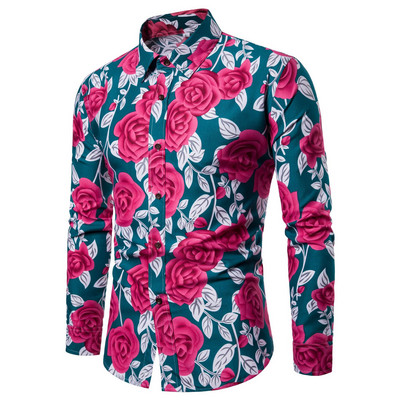 Muška elegantna košulja s cvjetnim uzorkom i dugim rukavima