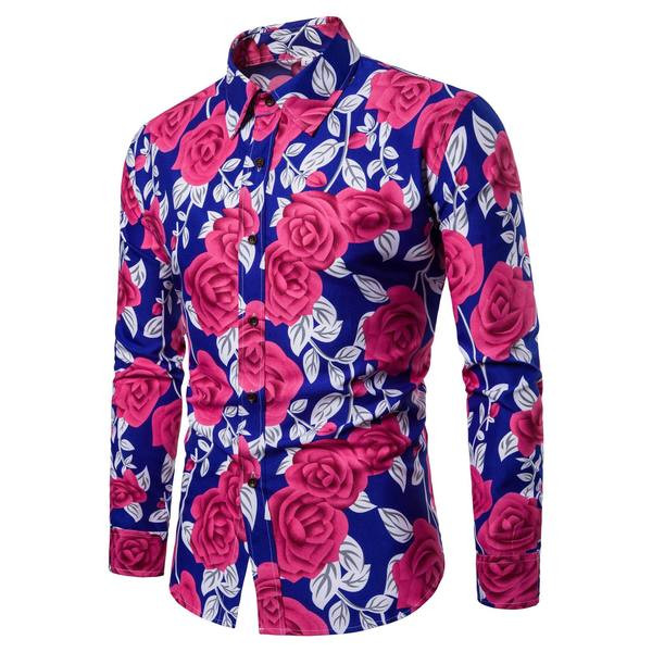 Muška elegantna košulja s cvjetnim uzorkom i dugim rukavima