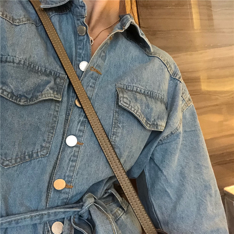 Salopeta de dama lunga din denim cu nasturi