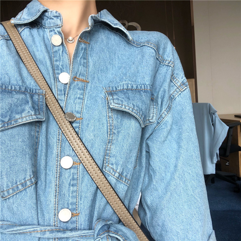 Salopeta de dama lunga din denim cu nasturi