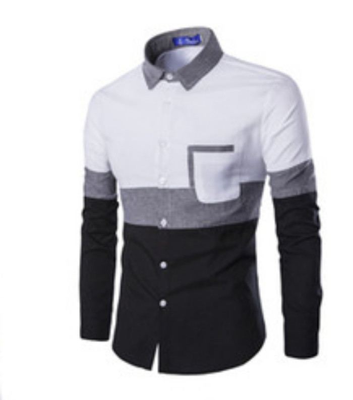 Cămașă modernă pentru bărbați cu guler și buzunar clasic