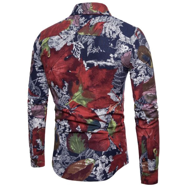 Cămașă de bărbați actuală cu model mulat cu nasturi